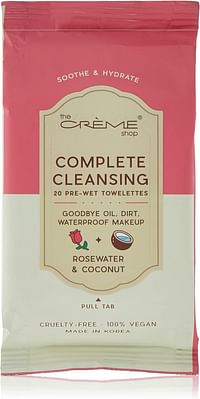 The Crème Shop Tcs-complete Cleansing Towelettes -coconut & Rosewater 20 Count