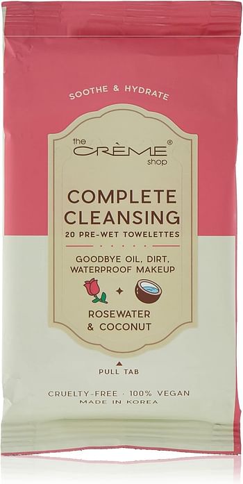 The Crème Shop Tcs-complete Cleansing Towelettes -coconut & Rosewater 20 Count