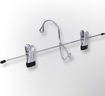 Rozenbal Set of 3 Metal Clothes Hangers Featuring Strong Silver Clips - Perfect for Closet Organization, Keeping Your Clothing Neat and Free of Creases.