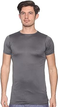 Cottonil Mercerise Round-Neck Short-Sleeve Cotton Undershirt For Men Grey XXL