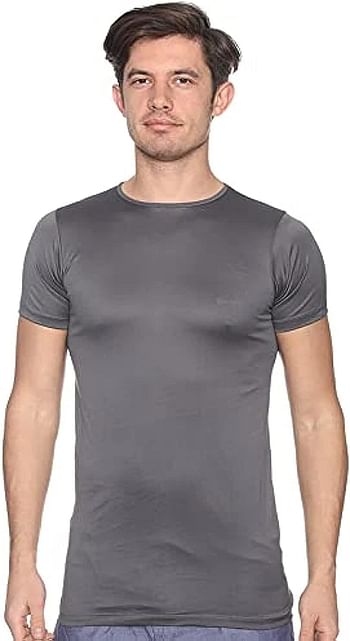 Cottonil Mercerise Round-Neck Short-Sleeve Cotton Undershirt For Men Grey XXL