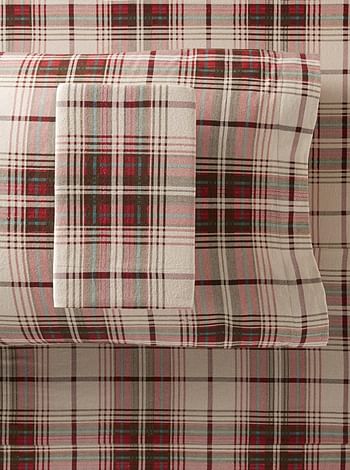 Eddie Bauer - Full Sheets Cotton Flannel Bedding Set Brushed for Extra Softness Cozy Home Decor  Full -  Montlake Plaid