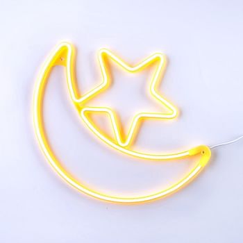 HilalFul Decorative Moon Star LED Light - Medium Living Room Bedroom Indoor Outdoor Waterproof Light Décor Home Decoration in Ramadan Eid Islamic Gift Warm White Light 1.5m Cable