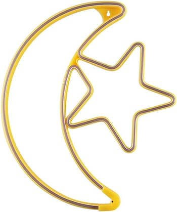 HilalFul Decorative Moon Star LED Light - Medium Living Room Bedroom Indoor Outdoor Waterproof Light Décor Home Decoration in Ramadan Eid Islamic Gift Warm White Light 1.5m Cable