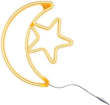 HilalFul Decorative Moon Star LED Light - Medium Living Room Bedroom Indoor Outdoor Waterproof Light Décor Home Decoration in Ramadan Eid Islamic Gift Warm White Light 1.5m Cable