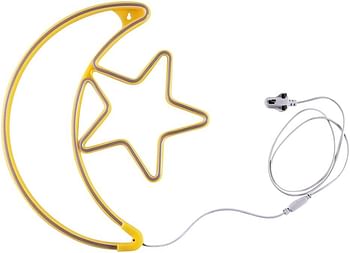 HilalFul Decorative Moon Star LED Light - Medium Living Room Bedroom Indoor Outdoor Waterproof Light Décor Home Decoration in Ramadan Eid Islamic Gift Warm White Light 1.5m Cable