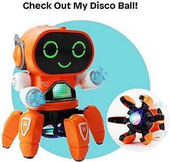 SGT-Bot Robot Pioneer Colorful Lights and Music All Direction Movement Dancing Robot Toys for Boys and Girls - Orange