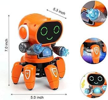 SGT-Bot Robot Pioneer Colorful Lights and Music All Direction Movement Dancing Robot Toys for Boys and Girls - Orange