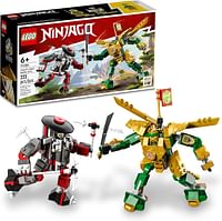 LEGO NINJAGO Lloyd’s Mech Battle EVO Building Set 71781, with 2 Action Figures, 2 Posable Ninja Action Figures to Build, Ninja Toy for Kids Ages 6+ with Bone Warrior and Golden Lloyd Minifigures