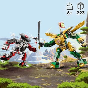 LEGO NINJAGO Lloyd’s Mech Battle EVO Building Set 71781, with 2 Action Figures, 2 Posable Ninja Action Figures to Build, Ninja Toy for Kids Ages 6+ with Bone Warrior and Golden Lloyd Minifigures