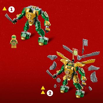 LEGO NINJAGO Lloyd’s Mech Battle EVO Building Set 71781, with 2 Action Figures, 2 Posable Ninja Action Figures to Build, Ninja Toy for Kids Ages 6+ with Bone Warrior and Golden Lloyd Minifigures