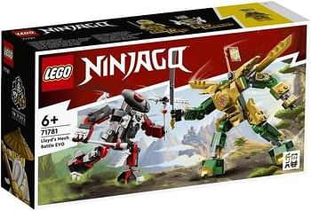 LEGO NINJAGO Lloyd’s Mech Battle EVO Building Set 71781, with 2 Action Figures, 2 Posable Ninja Action Figures to Build, Ninja Toy for Kids Ages 6+ with Bone Warrior and Golden Lloyd Minifigures