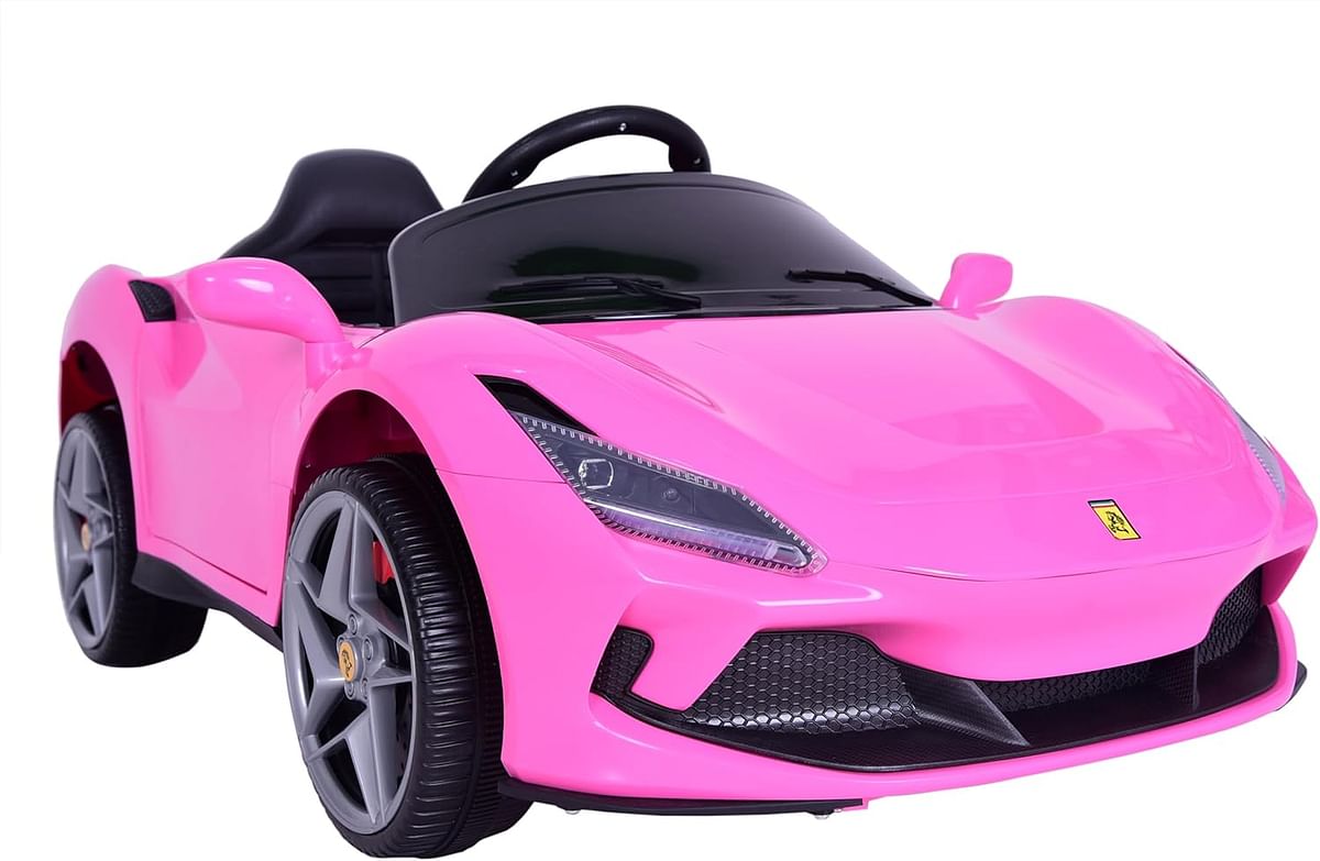 Dorsa 12V Battery Operated Ferrari F8 Tributo Style Ride on Sports for Kids, Ride on Kids Car with Music, Sound & Light| Electric Kids Ride on to Drive for 2 to 5 Years Boy Girl (Pink)