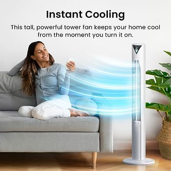 Pro Breeze® 30" Tower Fan with 7-Hour Digital Timer, Remote Control, 3 Cooling Fan Modes & LED Light Indicator - Powerful & Energy-Efficient Electric Fan for Home and Office