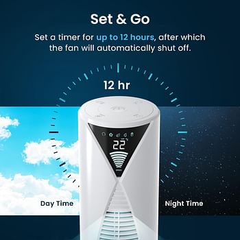 Pro Breeze® 30" Tower Fan with 7-Hour Digital Timer, Remote Control, 3 Cooling Fan Modes & LED Light Indicator - Powerful & Energy-Efficient Electric Fan for Home and Office