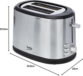 Beko TAM6201I 2-Slice Toaster 7-Toasting Levels 850W Stainless Steel