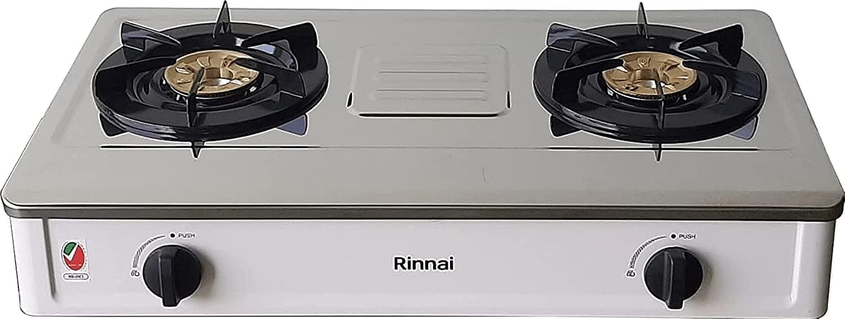 Rinnai 2 Burner Table Top Gas Stove, Full Safety Cooktop with Brass Pan Support for Heavy & Large Pots, Cooker with Stainless Steel Body, Detachable Top for Easy Cleaning, Made in Vietnam, RVE274HWS