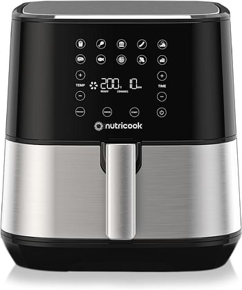 Nutricook Air Fryer 2, 5.5 L, 1.4KGs , 1700 Watts, Digital Control Panel Display, 10 Preset Programs With Built-In Preheat Function, Stainless Steel+BBQ Skewer