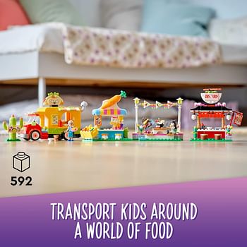 LEGO Friends Street Food Market 41701 New Food-Play Building Kit Promotes Imaginative Play Includes Emma and Kitten Toy Birthday Gift for Kids Aged 6+ (592 Pieces)