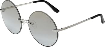 Guess Men's GU764310C Sunglasses, Color: Shiny Light Nickeltin/Smoke Mirror, Size: 61