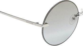 Guess Men's GU764310C Sunglasses, Color: Shiny Light Nickeltin/Smoke Mirror, Size: 61