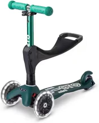 Micro Scooters- Mini Deluxe 3 in 1 Deluxe Eco - Green| Scooter for Kids | Kids Scooter | Scooter with LED Wheels | Scooter for Kids 3-5 Years