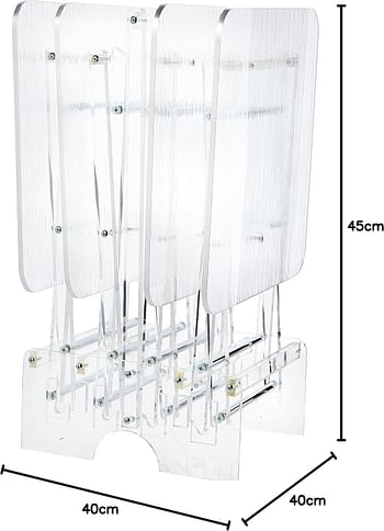 Vague Acrylic 4 Square Bark Design Coffee Tables With Stand Set, Transparent/Silver