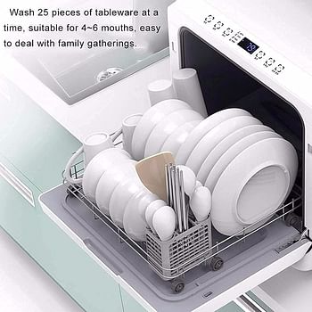 MOSHUO Mini Portable Dishwasher,Automatic Household Dishwasher,Desktop Dishwasher Small Dish-washing Machine Tableware Capacity 4-6 Sets,High Temperature Disinfection and Drying,Built-in Water Tank