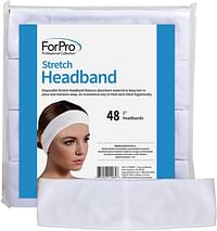 ForPro Professional Collection Stretch Headbands - Moisture Absorbent Disposable Spa Headbands - 2.25” W x 18” C - 48-Count