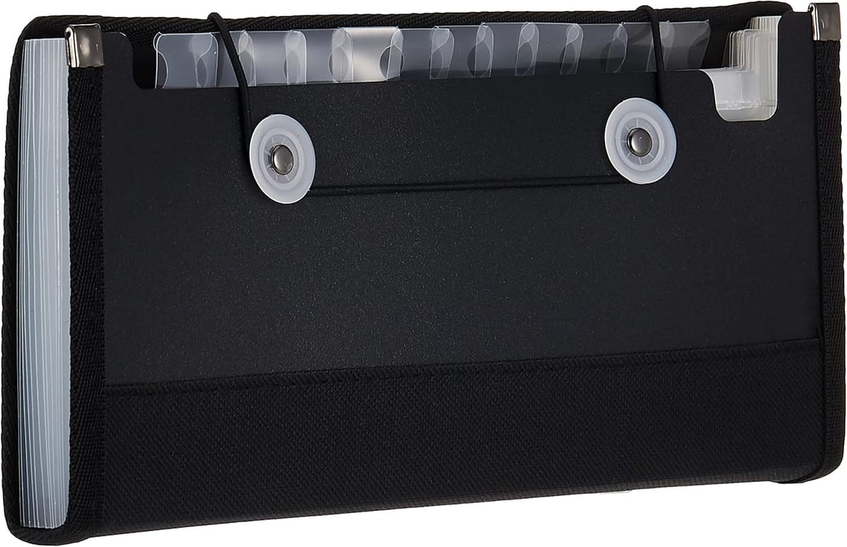 FIS FSPG1311BK 13 Pockets Expanding Wallets with Elastic Cord Closure