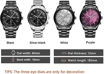 BOSCK Casual Business Watches Men No Chronograph Fashion Sport Men's Wristwatches with Stainless Steel,30M Waterproof Watches Quartz Mens Watches Wrist Watches for Men