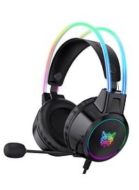 onikuma X15 Pro Wired Over-Ear Gaming Headphones with Mic and LED Light for PS4/PS5/XOne/XSeries/NSwitch/PC - Black