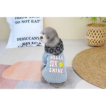 Hong Pet Cool Silk Stripe Color Hat Jacket - Blue Small