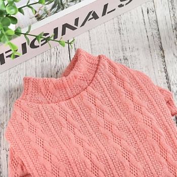 Hong Pet Wave Striped Clothes Knitted Shirt - Rose Red Small