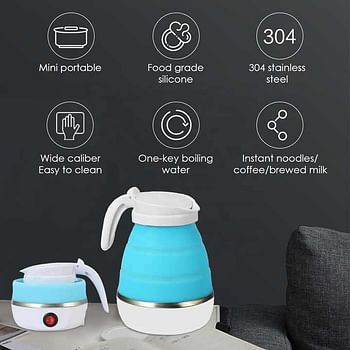 600ML Travel Folding electric water kettle - Collapsible heated hot water boiler For Coffee - Dual Voltage Portable kettle Random color