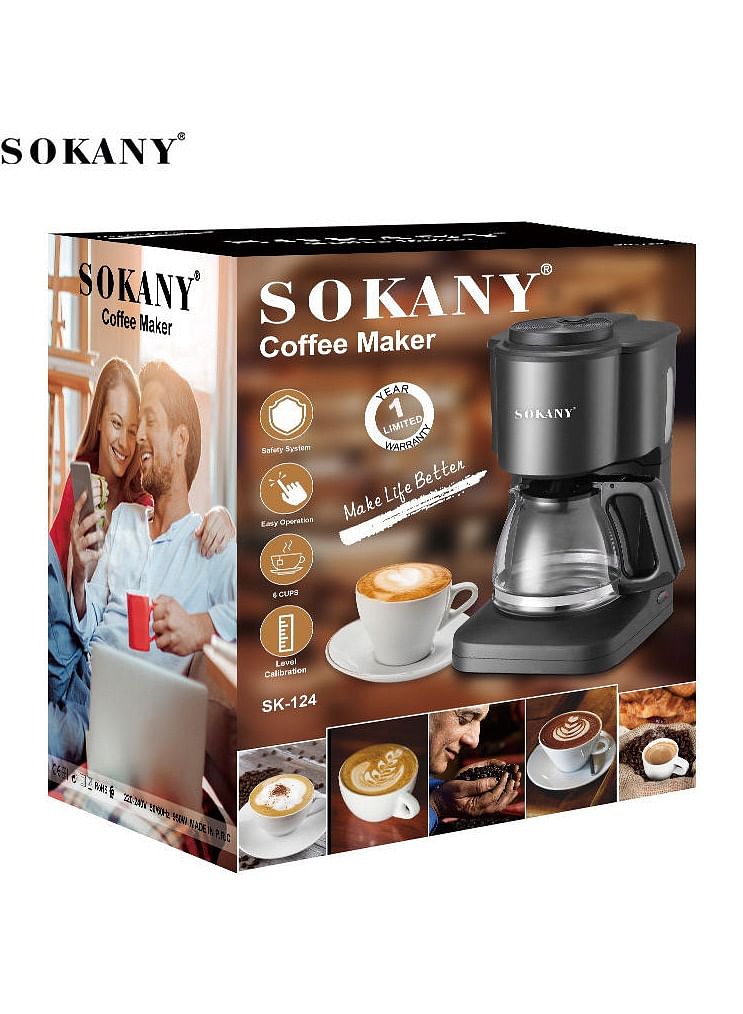 Sokany Plug-in Type 6cups Fully Automatic Espresso Machine Sk-124, With 600w