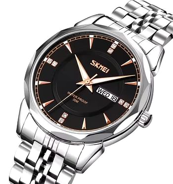 Skmei 9268 Luxury Quartz Movement Bussines Case Waterproof Watch For Men Silver/Black