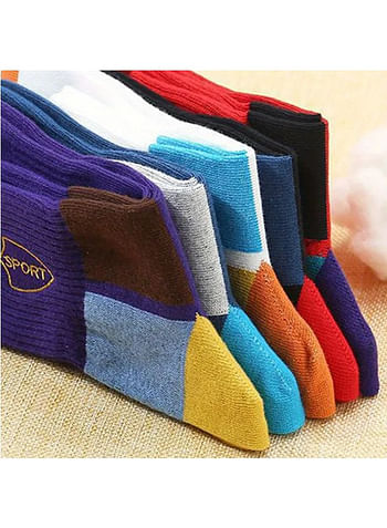 5 Pairs of Men’s Colorful Athletic Socks for Running Training and Everyday Comfort Moisture Wicking Cotton Blend Breathable and Durable Socks Assorted Colors