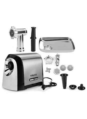 SOKANY SK-088 3200W Electric Meat Grinder 3 in 1 Multi-Function Food Processor with 3 Stainless Steel Perforated Discs, Sausage Tip, Pusher, Kebbe Mouthpiece