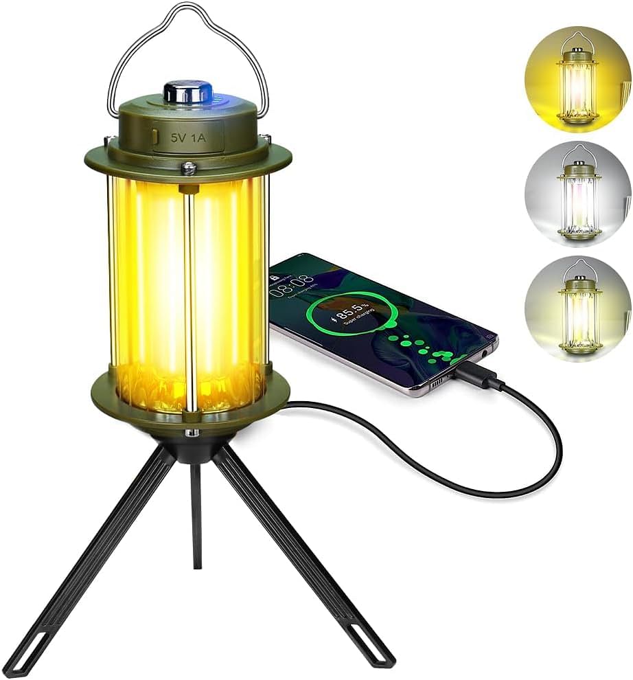 Rechargeable Outdoor Camping Lantern With Power Bank Function Warm & White Light Stand & Handle Design