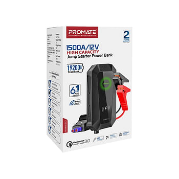 PROMATE 19200mAh Jump Starter Power Bank 1500A/12V Peak Current Dual Port LED