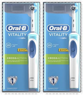 Oral-B D12.513 Vitality 1+1 Free - D12 Bundle Pack - Vitality Precision Clean Clam Shell, 2 Minutes Timer, Rechargeable Electric Toothbrush