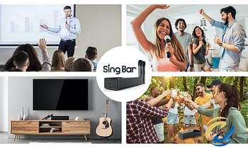 Pure Acoustics SingBar Portable Karaoke Bluetooth Speaker (with Remote and Dual-mic) - Black