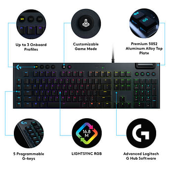 لوحة مفاتيح الألعاب الميكانيكية Logitech G815 RGB (920-008984) باللون الأسود