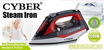 Cyber Steam & Spray Iron, 2200W Ceramic Soleplate  CYI2321 - Grey, Red