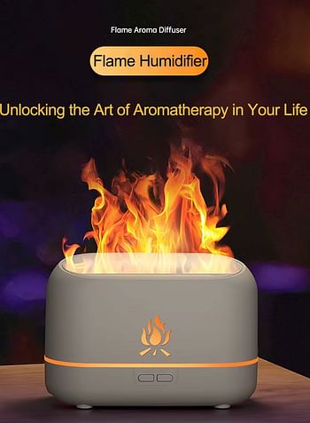 RGB Flame Aroma Diffuser Humidifier, USB Desktop Simulation Night Light, Aromatherapy Purifier, Air for Bedroom, 7 Colors