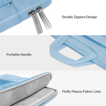 MOSISO Laptop Shoulder Bag Compatible with MacBook Air/Pro 13-13.3 Inch Notebook Compatible with MacBook Pro 14 Inch M3 M2 M1 Pro Max 2023-2021 Polyester Flapover Briefcase Sleeve Case Airy Blue