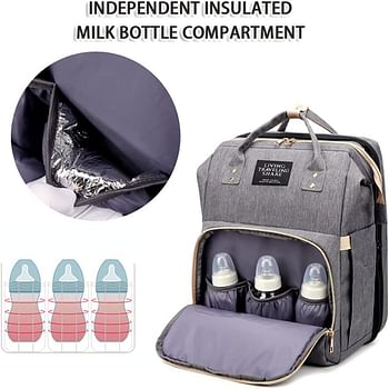 MUMOO BEAR Baby Diaper Bag Portable Mummy Bag Large Multifunction Nappy Backpack with Bottle Pockets and Foldable Changing Pad Bed for Newborn Baby Mo