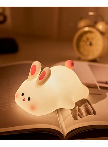 Rabbit Silicone Night Light for Children with Timer Usb Rechargeable Dimming Touch Lamp Sleeping Bedroom Cartoon Animal Decor Gift