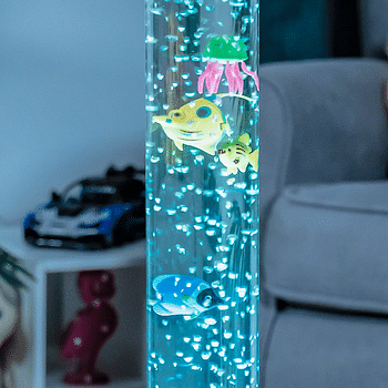 Electric Fake Fish Tank 90 cm Aquarium Lamp with Led Glowing Colours Changing Lights and Sensory Bubble Tube Lamp - Artificial Fish Tank With Fish - Night Light